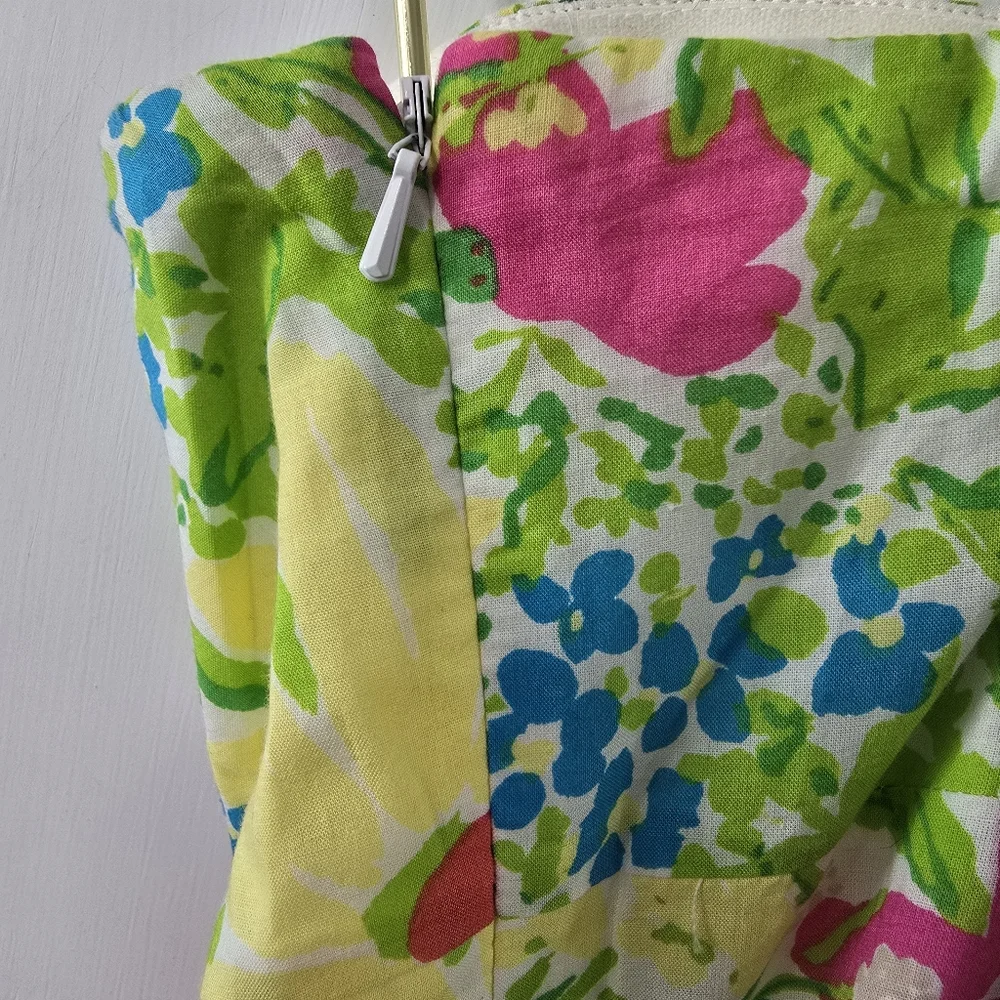 Lilly Pulitzer Franco Blue Eyed Girl Tie Back Strapless Multicolor Floral Dress - Picture 8 of 16